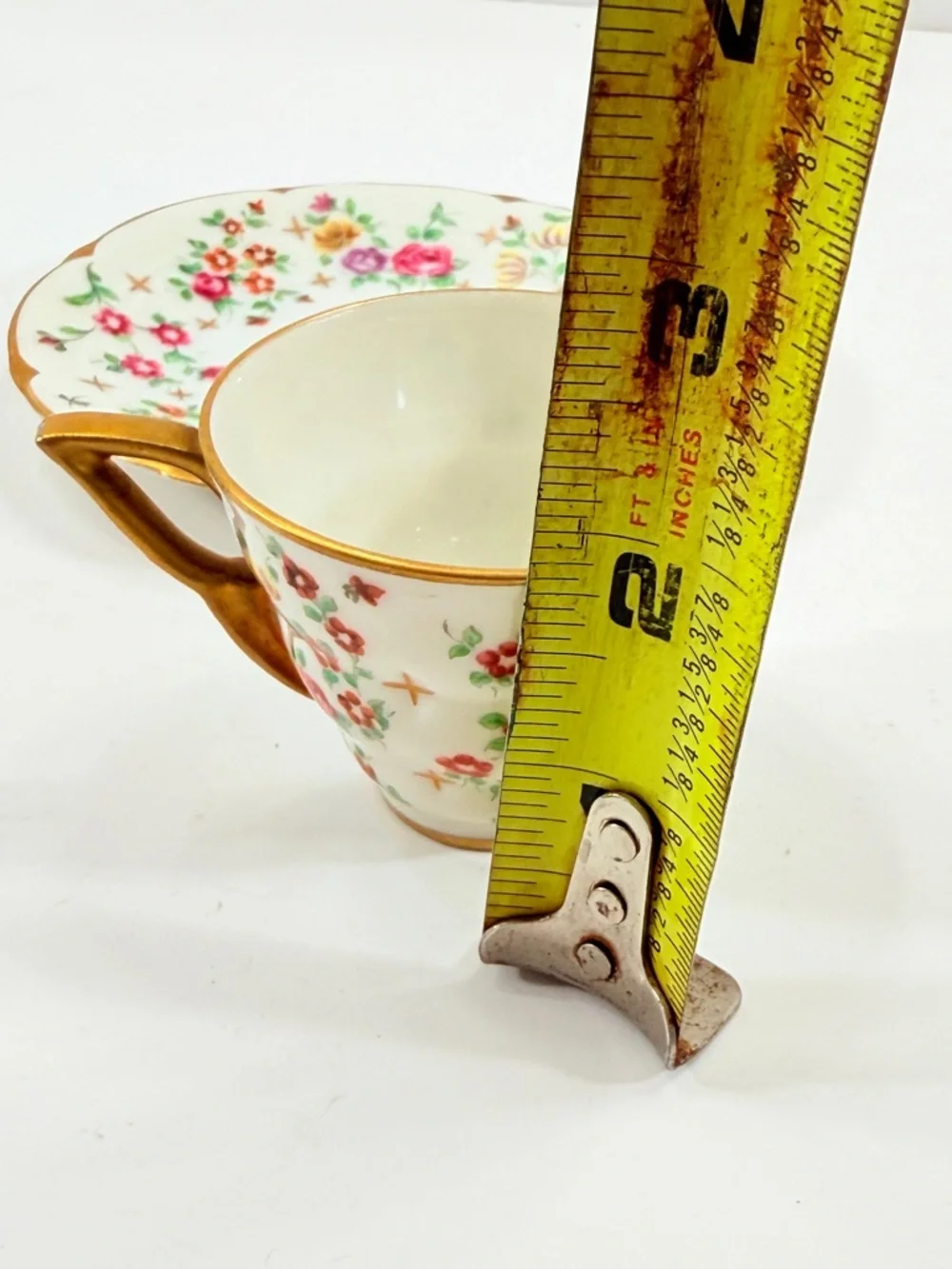 Meissen‎ Germany Demitass Cup & Saucer Set, Vintage Flowers Gold Trim